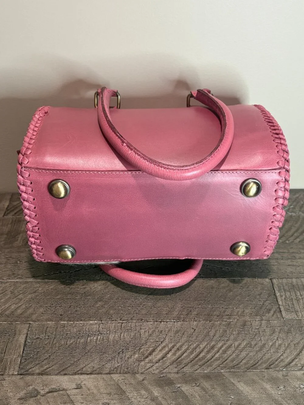 Handcrafted Tooled Leather Cowhide Handbag Pink Floral Spade Western Satchel